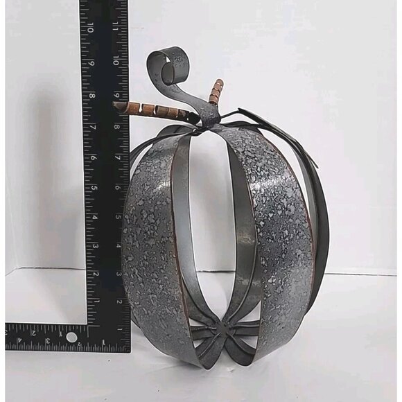 Metal Pumpkin Fall Decor Hammered Galvanized Sheet Thanksgiving Industrial 10" - Picture 8 of 13